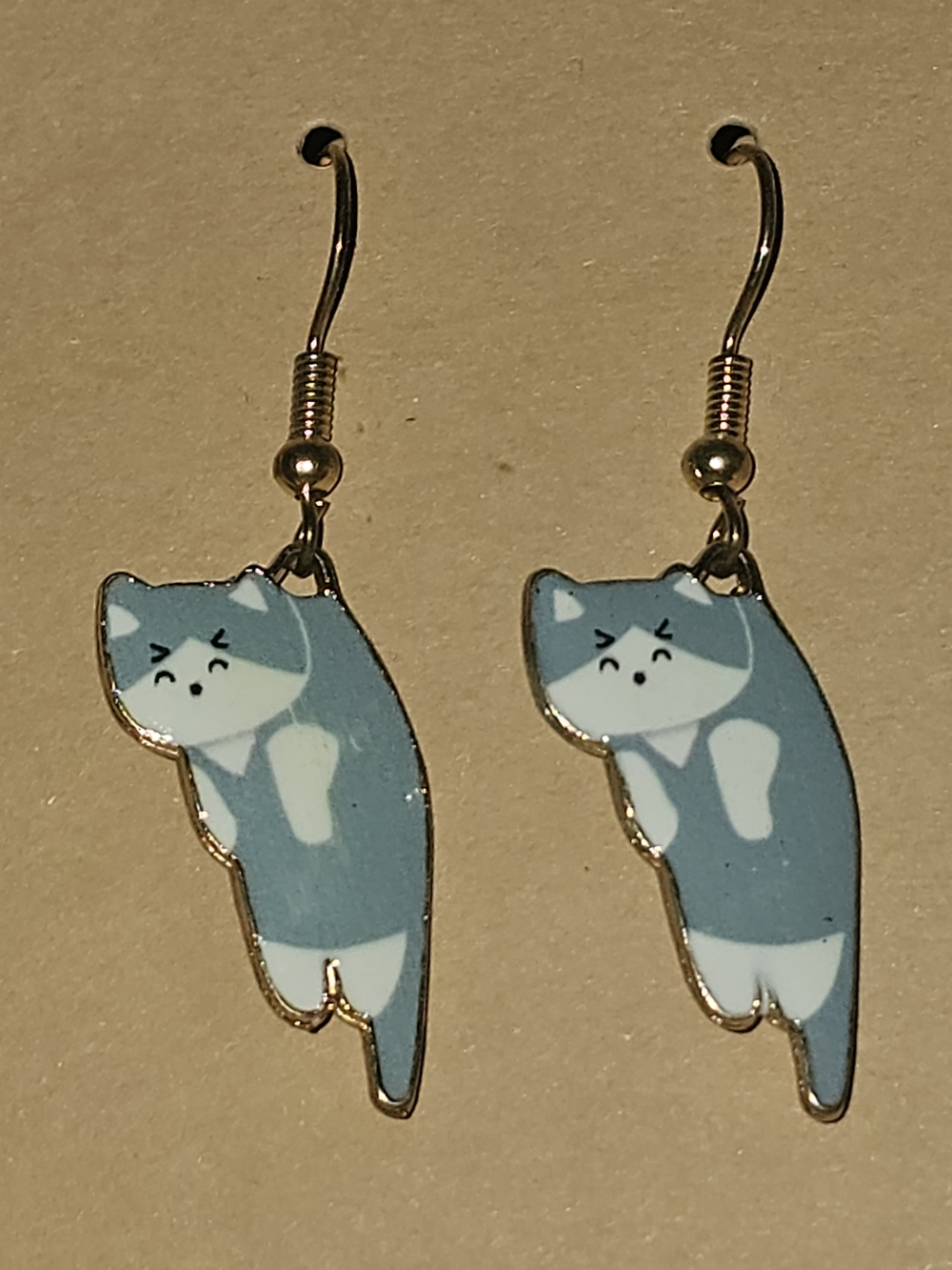 Blue Cat Dangle Earrings - Cute Cat Pet-Themed Jewelry